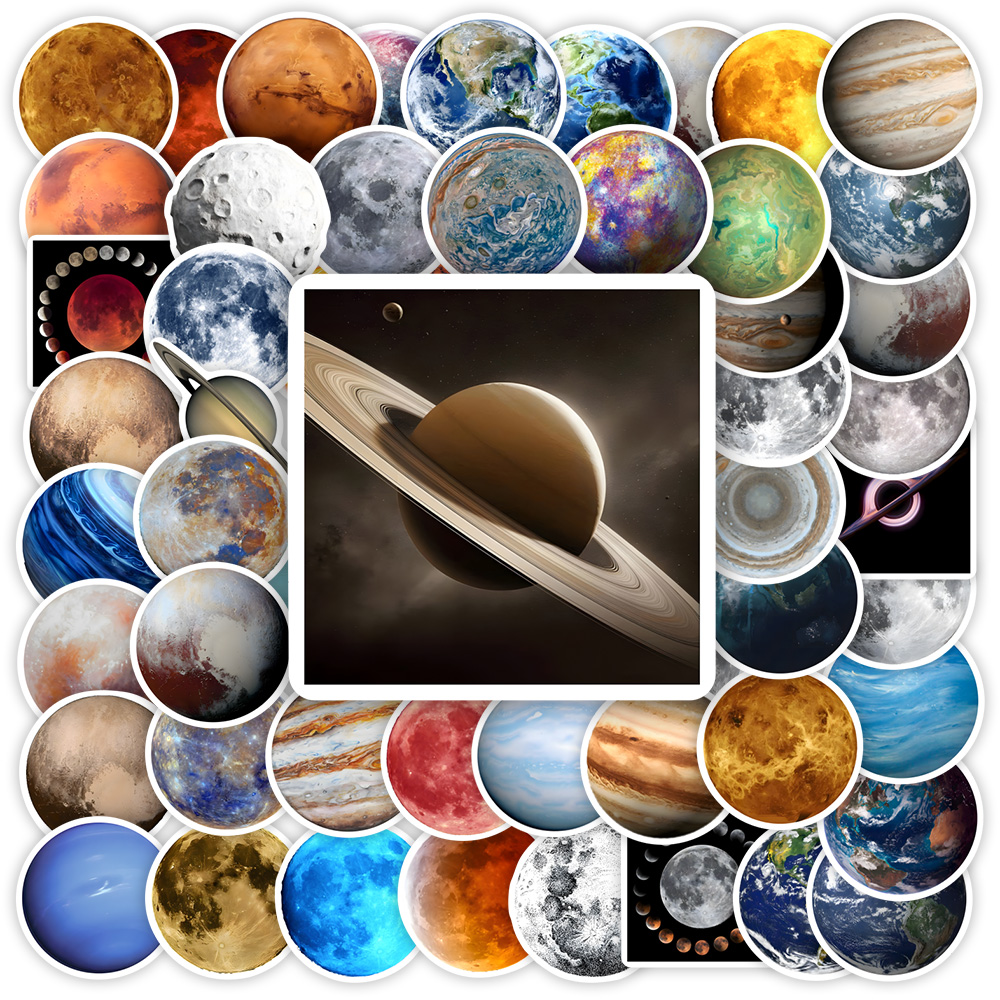 Vintage Fashion Magazines - Planet Universe Stickers Galaxy Moon Earth