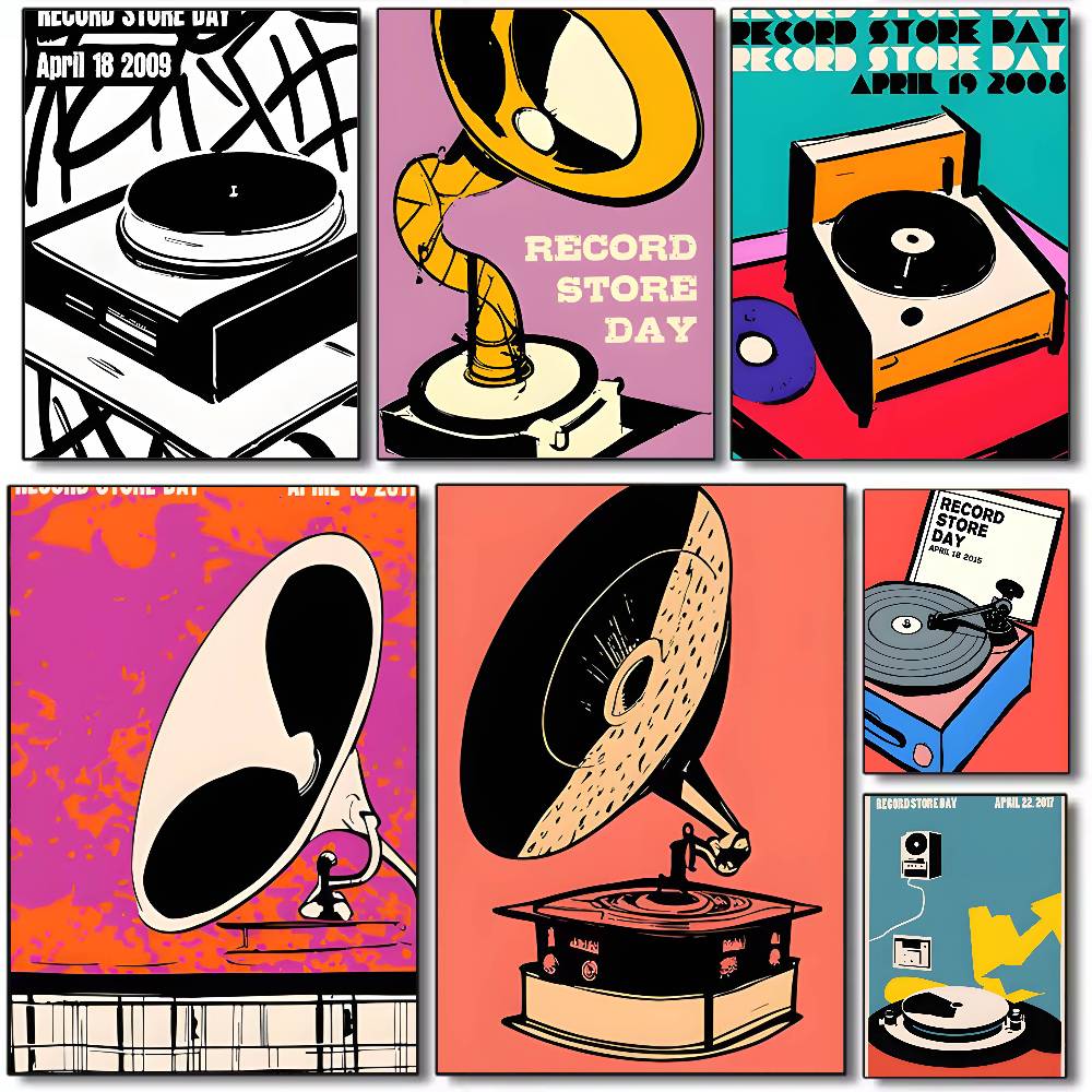 Vintage Fashion Prints For Wall - Vintage Music CD Radio Poster Art