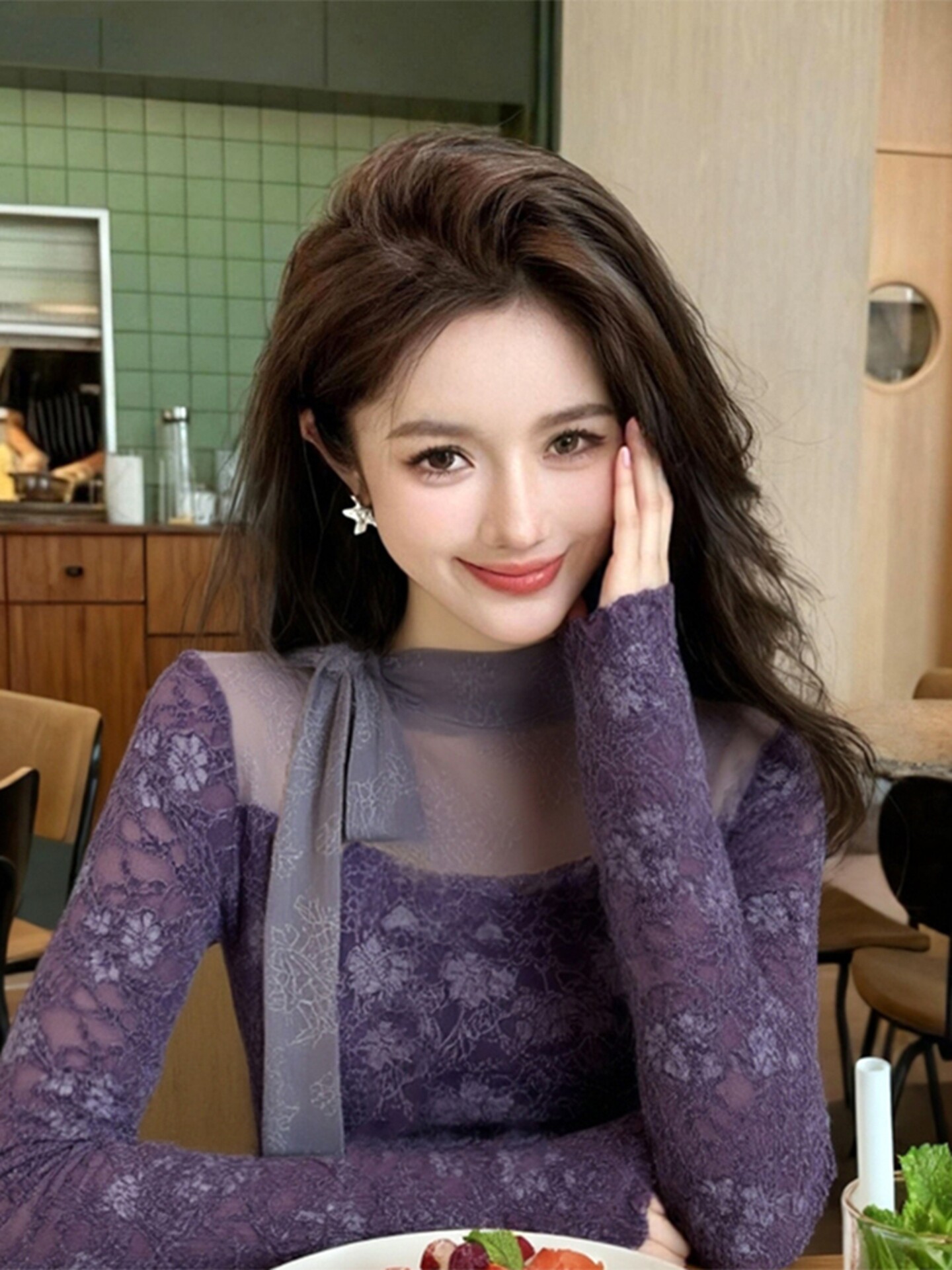 Women Purple GothicT-shirt Har - Turtleneck Knit 90S recension och pris