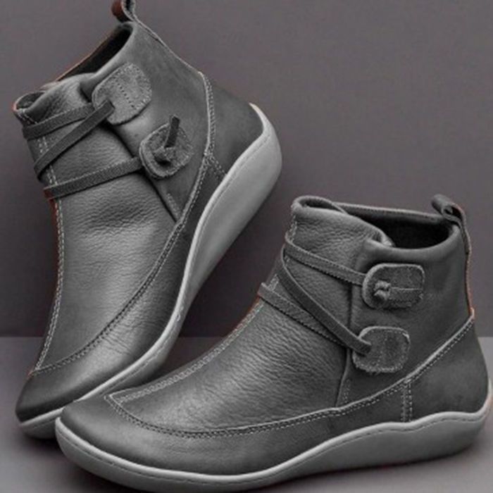 Women Vintage Round Toe PU Lea - Vintage Fashion Boots recension och pris