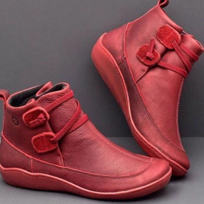 Women Vintage Round Toe PU Lea - Vintage Fashion Boots recension och pris