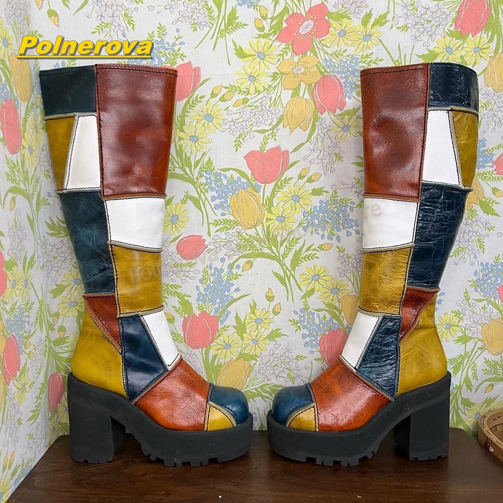 Women Retro Patchwork Leather  - Vintage Fashion Boots recension och pris