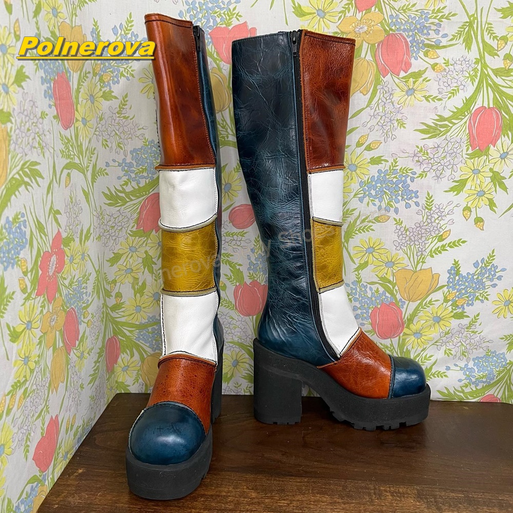 Women Retro Patchwork Leather  - Vintage Fashion Boots recension och pris
