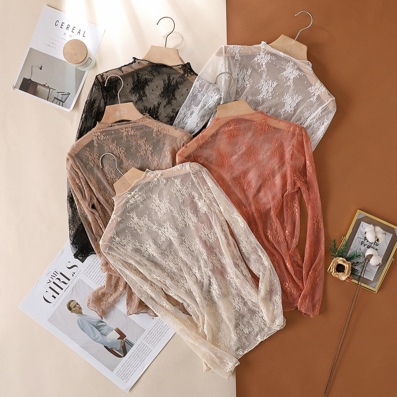 JIAYAN Spring New Lace Blouse  - Turtleneck Knit 90S recension och pris