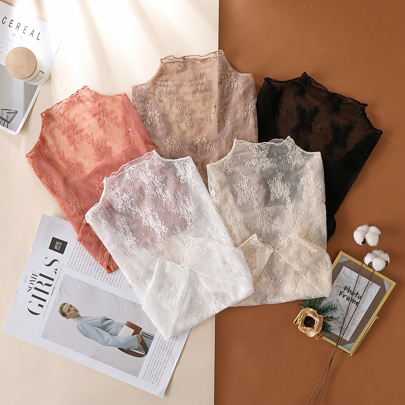JIAYAN Spring New Lace Blouse  - Turtleneck Knit 90S recension och pris
