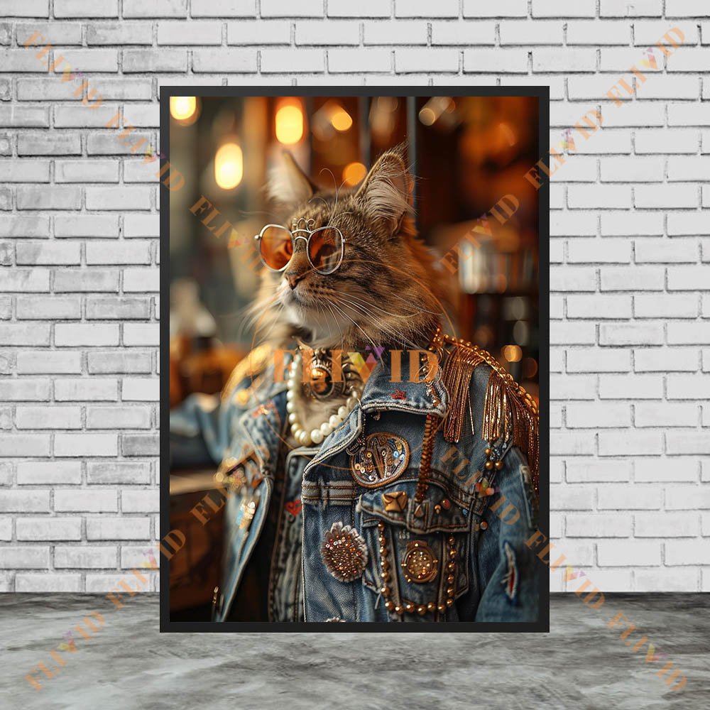Vintage Denim Cool Cat Canvas  - Vintage Fashion Prints For Wall recension och pris