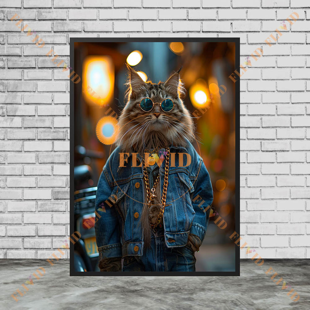 Vintage Denim Cool Cat Canvas  - Vintage Fashion Prints For Wall recension och pris