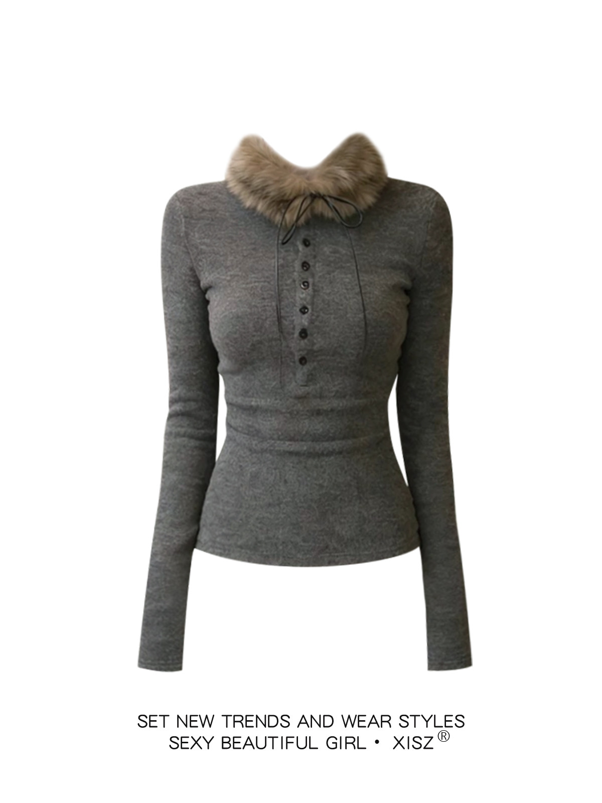 Women Grey GothicT-shirt Haraj - Turtleneck Knit 90S recension och pris