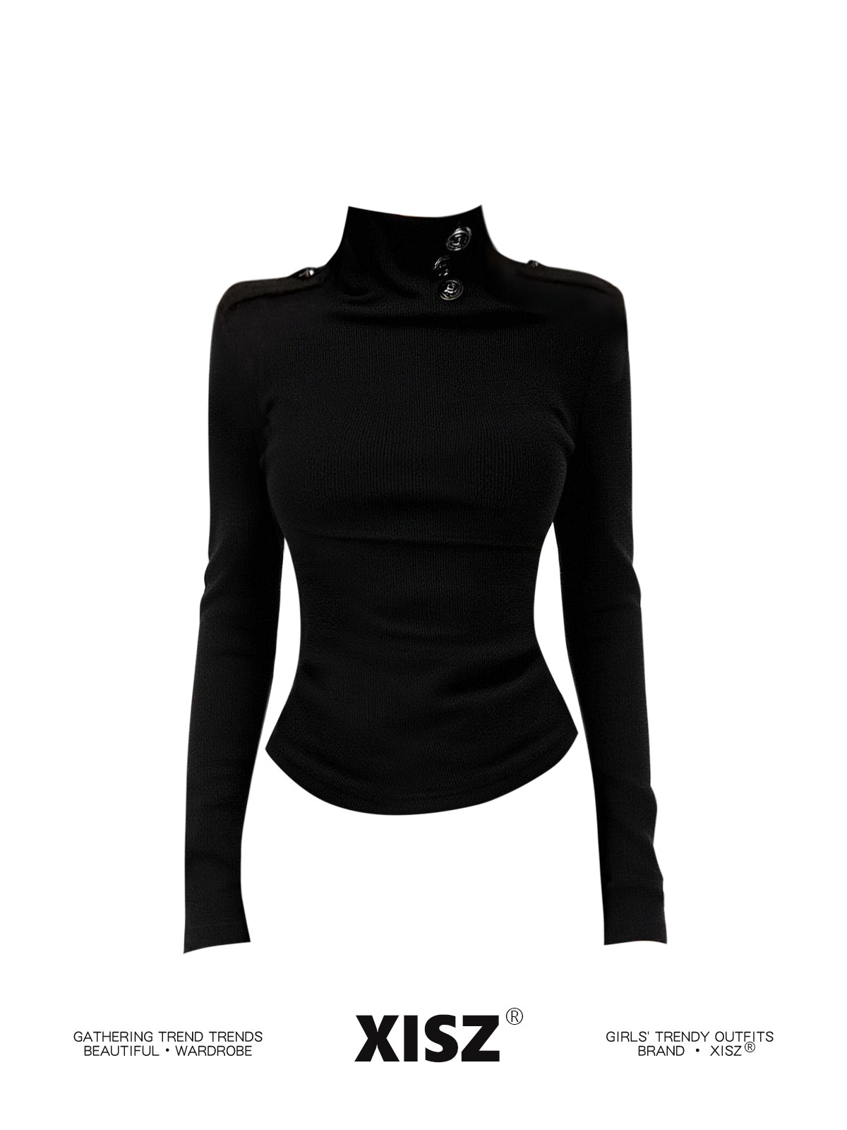 Women Black GothicT-shirt Hara - Turtleneck Knit 90S recension och pris