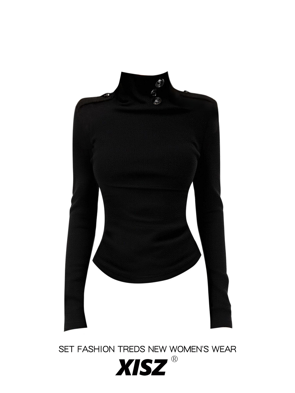 Women Black GothicT-shirt Hara - Turtleneck Knit 90S recension och pris
