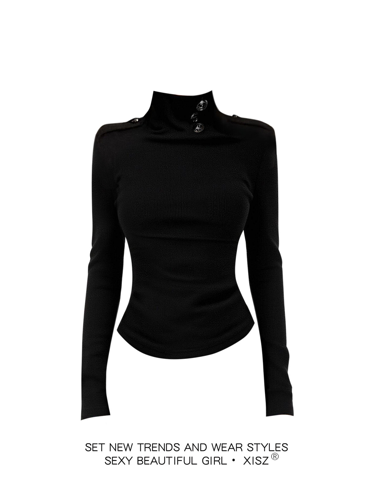 Women Black GothicT-shirt Hara - Turtleneck Knit 90S recension och pris