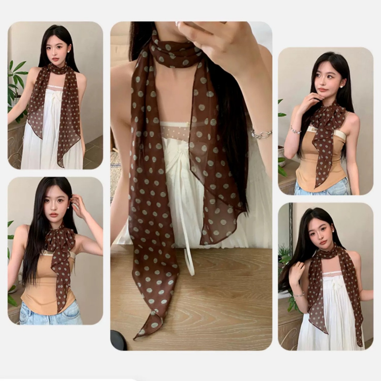 Vintage Polka Dot Chiffon Scar - Vintage Fashion Wear recension och pris