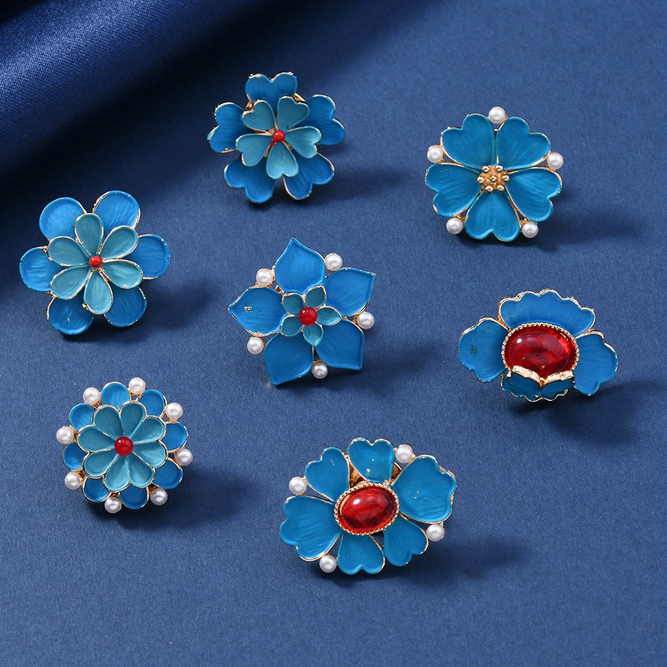 Vintage Enamel Blue Flower Bro - Vintage Fashion Wear recension och pris