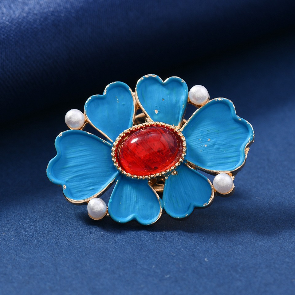 Vintage Enamel Blue Flower Bro - Vintage Fashion Wear recension och pris