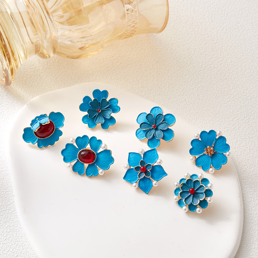 Vintage Enamel Blue Flower Bro - Vintage Fashion Wear recension och pris