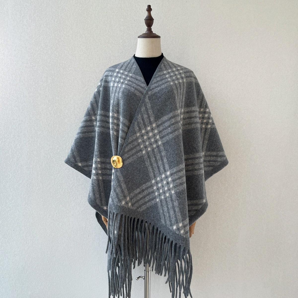 Vintage Print Fringed Cape Sha - Vintage Fashion Wear recension och pris