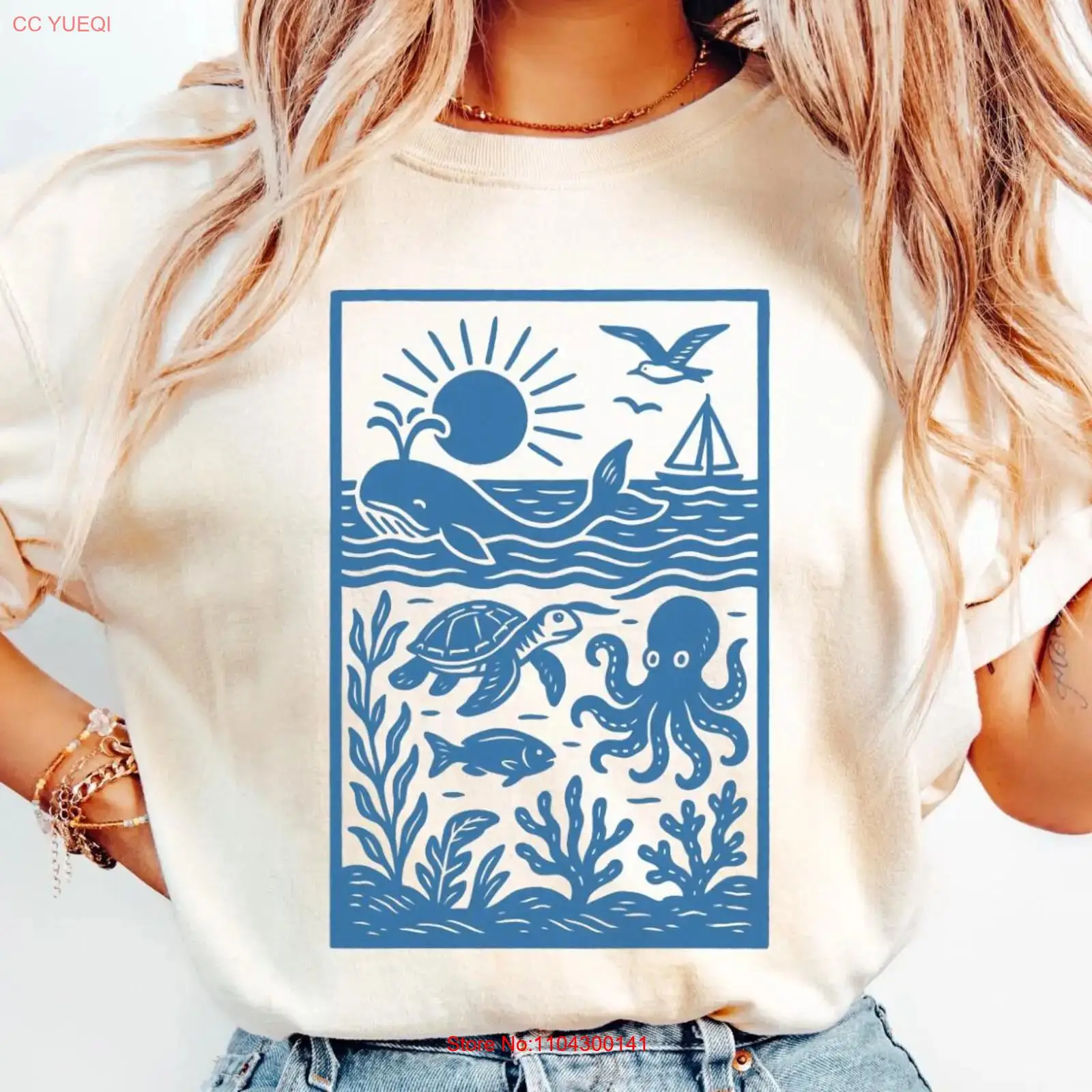 Vintage 90s Retro ocean shirt  - Turtleneck Knit 90S recension och pris
